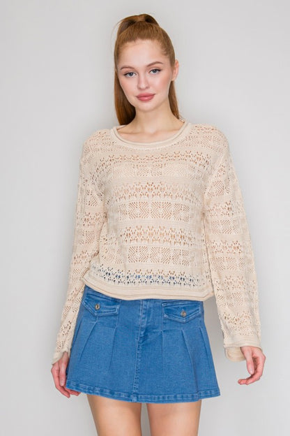 CT 2808 - Crochet Long Sleeve Top