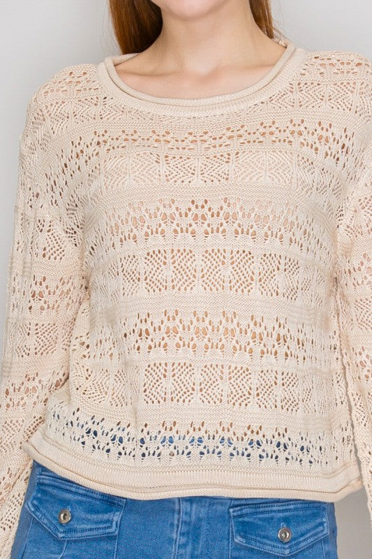 CT 2808 - Crochet Long Sleeve Top