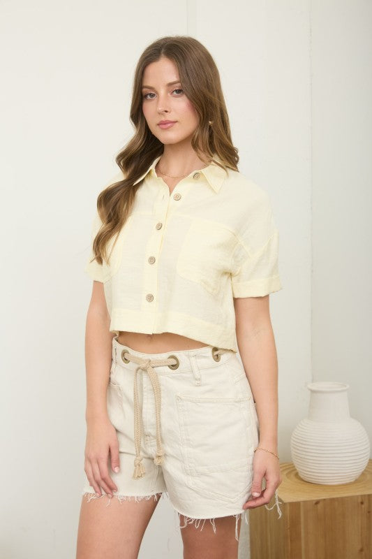 DT 1856 - Button Down Crop Top