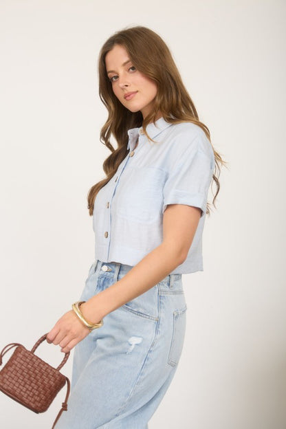 DT 1856 - Button Down Crop Top