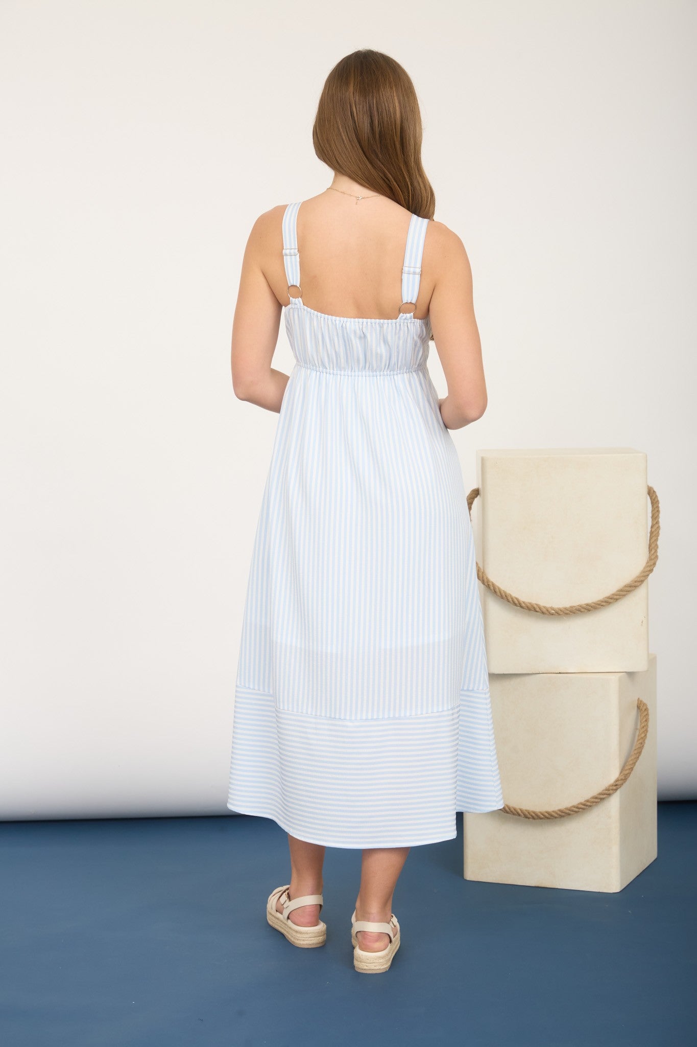 DD 1448 - Striped Sweetheart Sleeveless Midi Dress