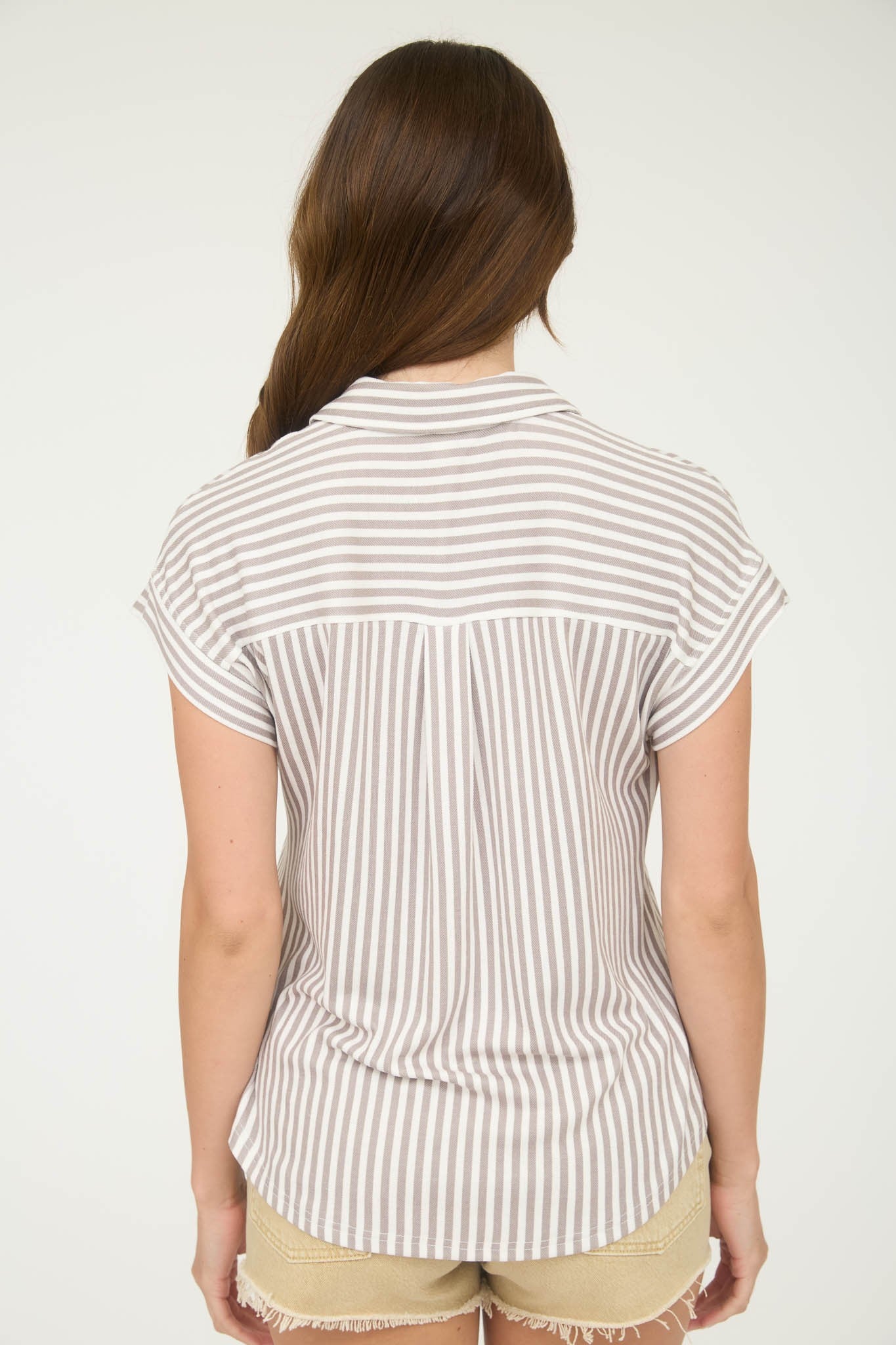 DT 1968 - Collared Short Sleeve Stripe Top