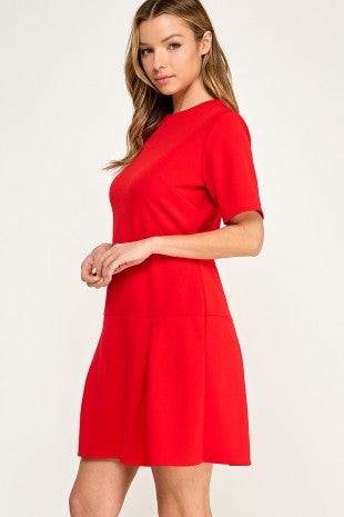 CD 3766 - Short Sleeve Box Pleated Dress