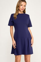 CD 3766 - Short Sleeve Box Pleated Dress