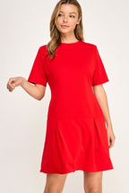 CD 3766 - Short Sleeve Box Pleated Dress