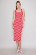 CD 3747 - Striped Side Slit Tank Top Dress