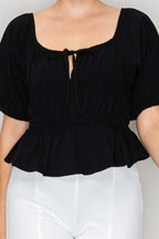 DT 1904 - Bubble Sleeve Crop Top