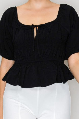 DT 1904 - Bubble Sleeve Crop Top