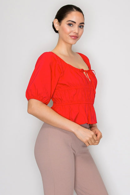 DT 1904 - Bubble Sleeve Crop Top