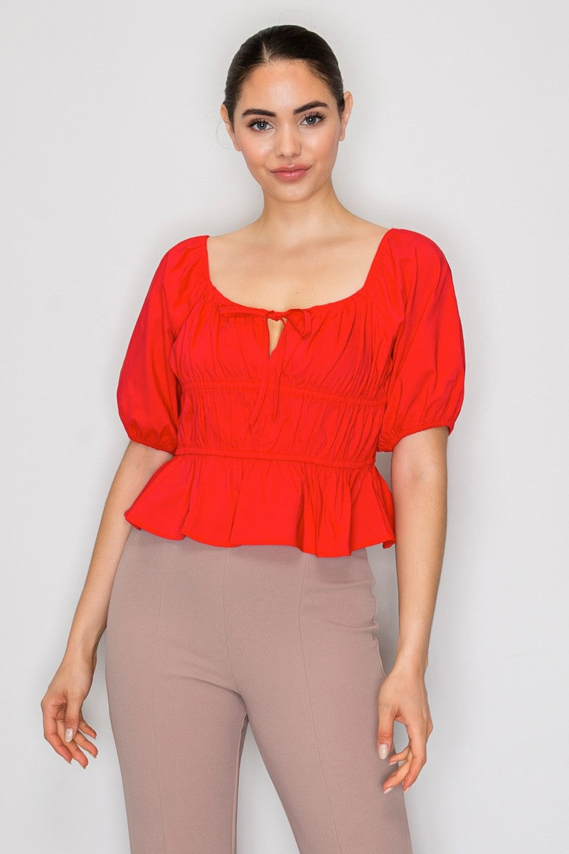 DT 1904 - Bubble Sleeve Crop Top