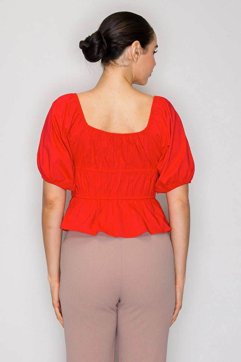 DT 1904 - Bubble Sleeve Crop Top