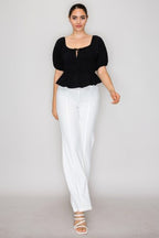 DT 1904 - Bubble Sleeve Crop Top
