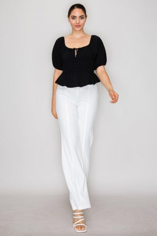 DT 1904 - Bubble Sleeve Crop Top