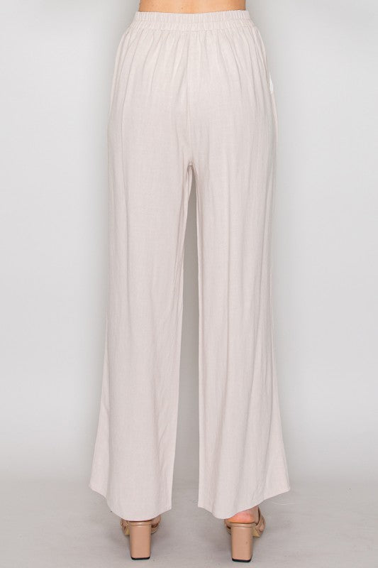 SET 025 - Elastic Linen Wide Leg Pants