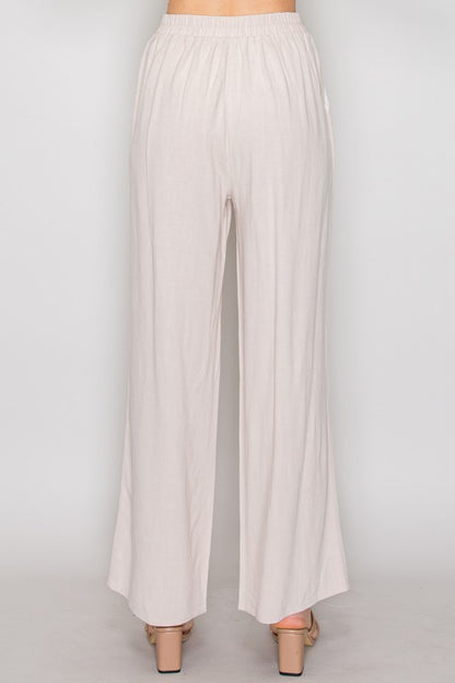 SET 025 - Elastic Linen Wide Leg Pants