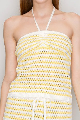 CT 2836 - Crochet Halter Back Top