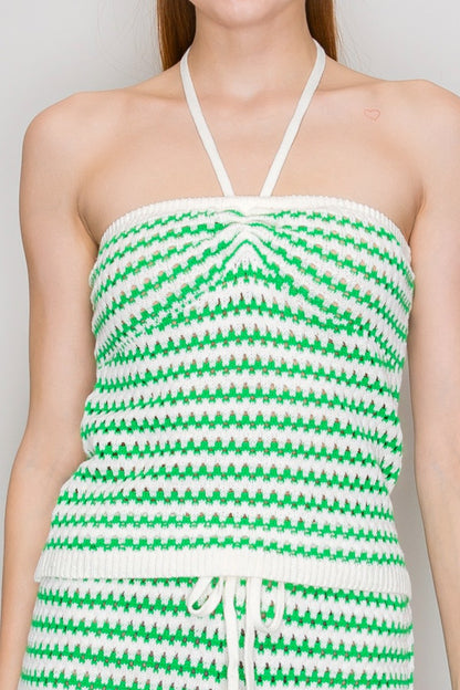 CT 2836 - Crochet Halter Back Top