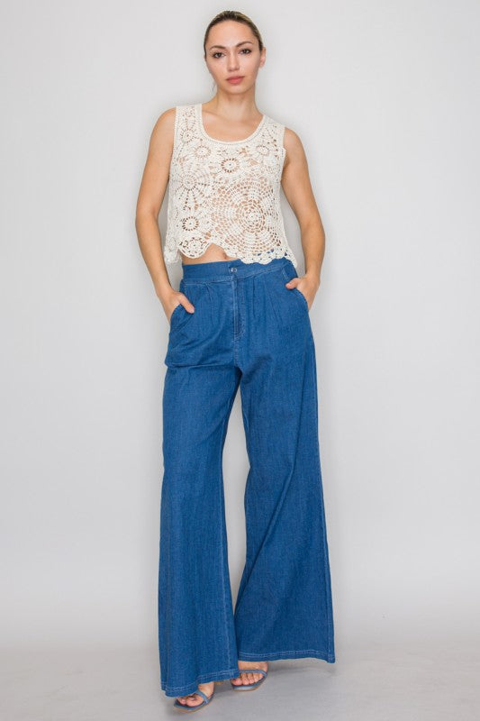 DT 1870 - Crochet Floral Crop Top