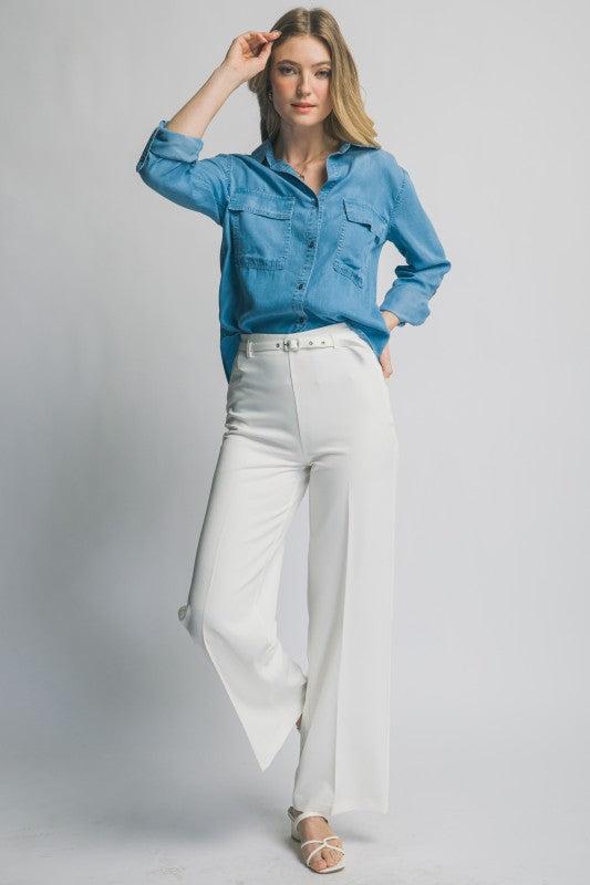 P 813 - High Waist Wide Leg Slacks