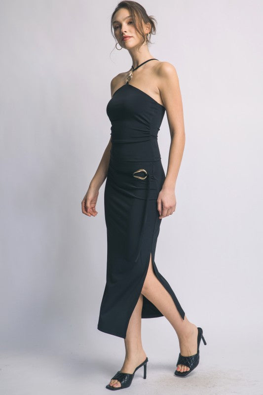 SET 055 - Belt Detail Midi Skirt