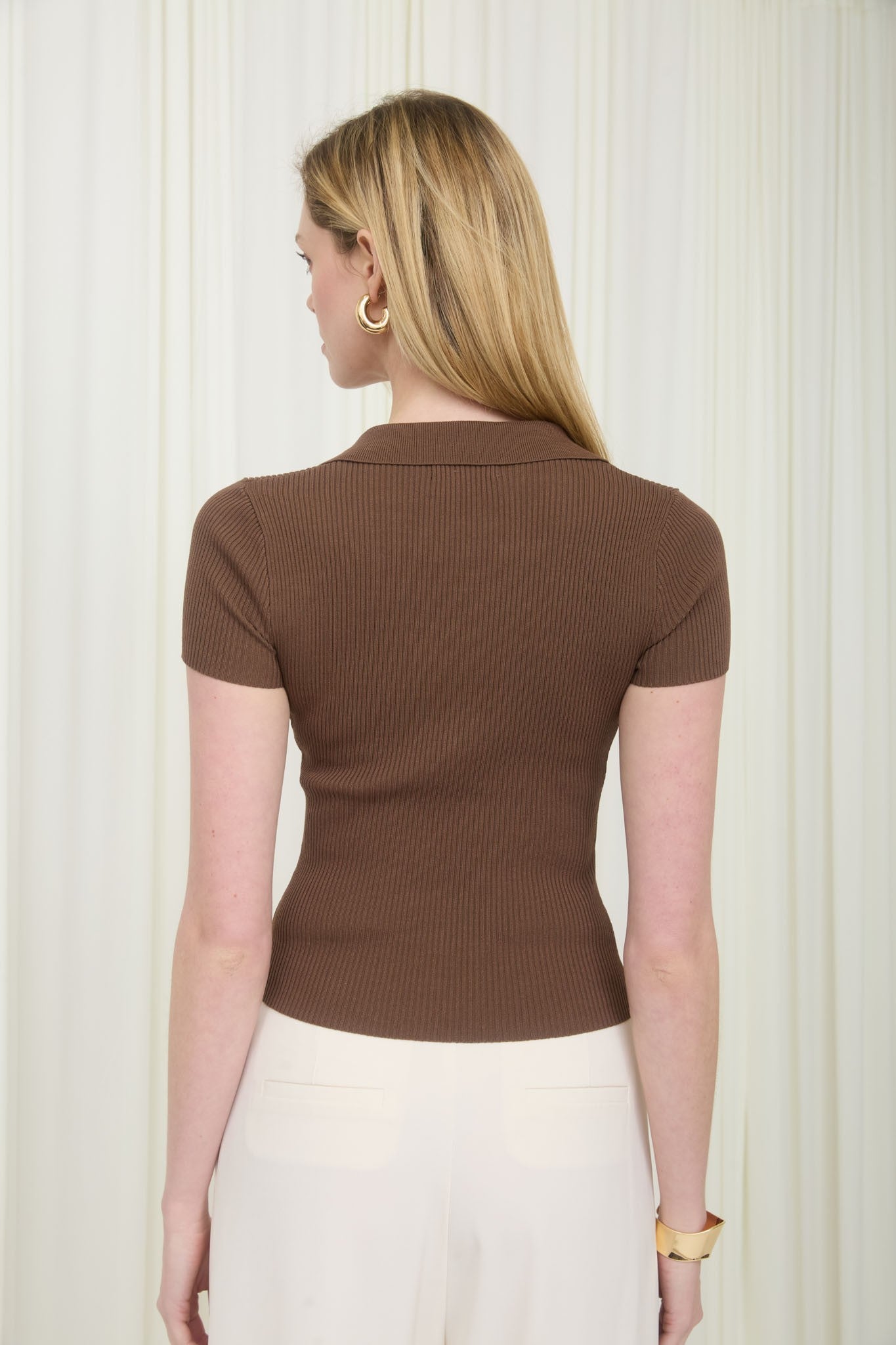 SWT 046 - Snap Closure Sweater Knit Polo