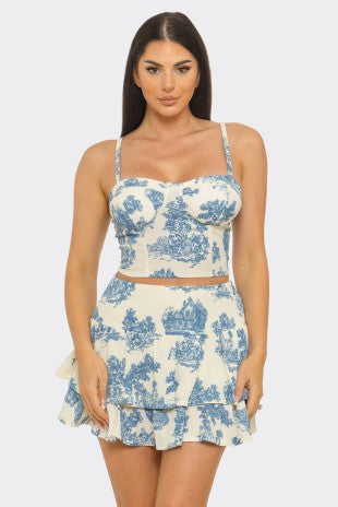 SET 094 - Toile Print Corset Top