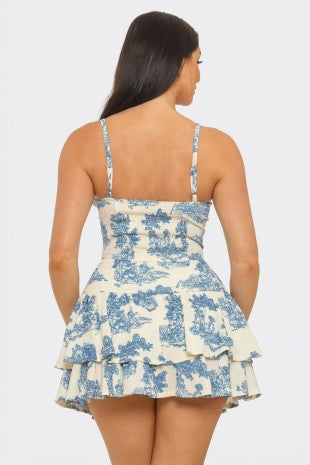 SET 094 - Toile Print Corset Top