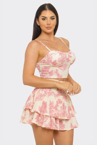 SET 094 - Toile Print Corset Top