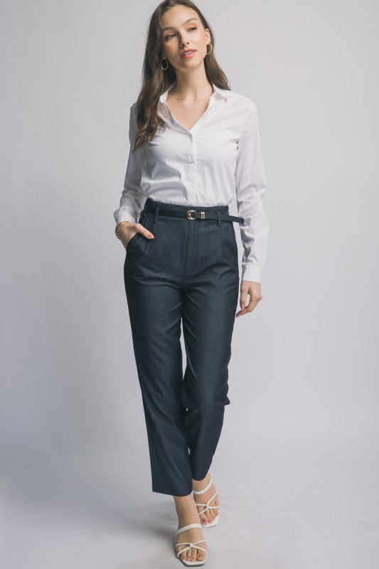P 815 - Belted Cropped Trousers