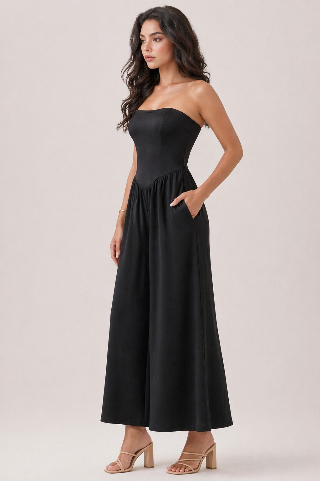 JS 134 - Drop Waist V Shape Jumpsuit
