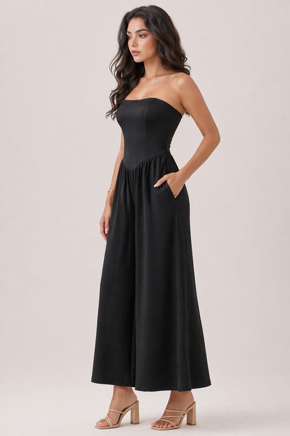 JS 134 - Drop Waist V Shape Jumpsuit