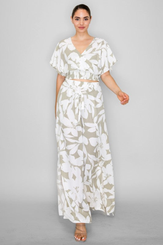 SET 029 - Foliage Printed Palazzo Pants