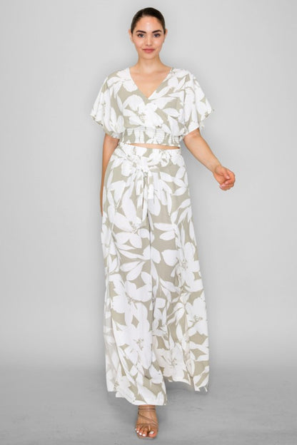 SET 029 - Foliage Printed Palazzo Pants
