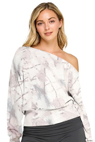 SWT 043 - Terry Camo Off Shoulder Sweatshirt