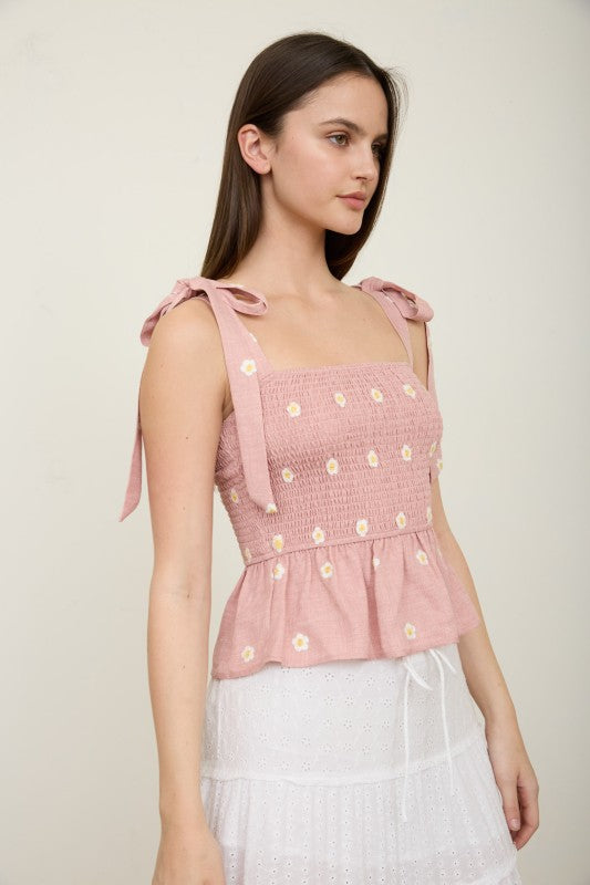 DT 1875 - Embroidered Smocked Top