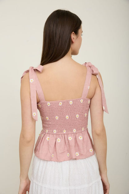 DT 1875 - Embroidered Smocked Top