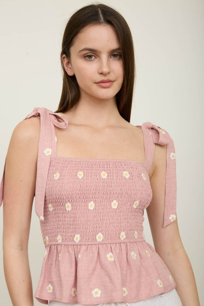 DT 1875 - Embroidered Smocked Top