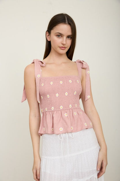 DT 1875 - Embroidered Smocked Top