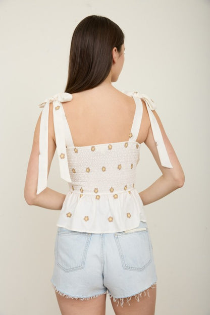 DT 1875 - Embroidered Smocked Top