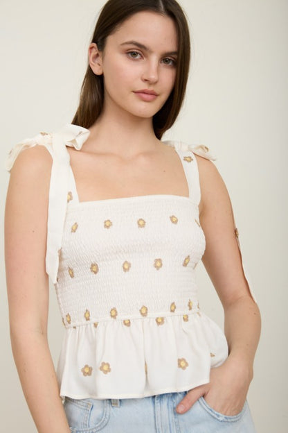DT 1875 - Embroidered Smocked Top