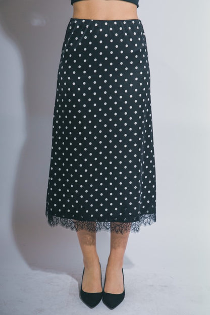 SKT 1038 - Lace Trim Satin Skirt