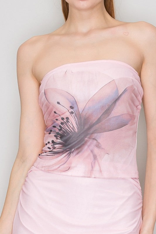 SET 026 - Floral Sheer Crop Top