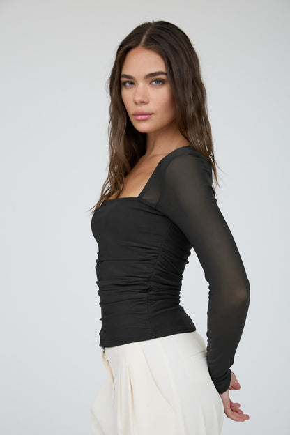 DT 1970 - Ruched Waist Square Neck Top