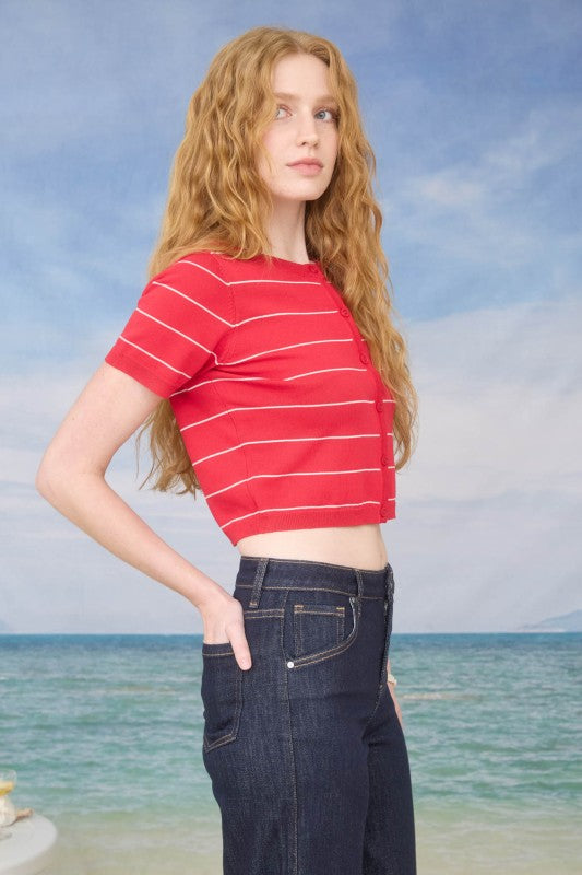 SWT 034 - Short Sleeve Cropped Cardigan
