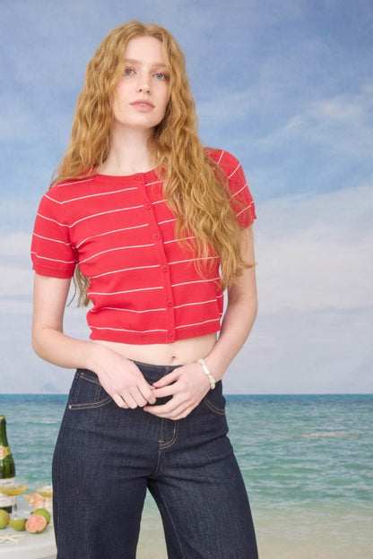 SWT 034 - Short Sleeve Cropped Cardigan