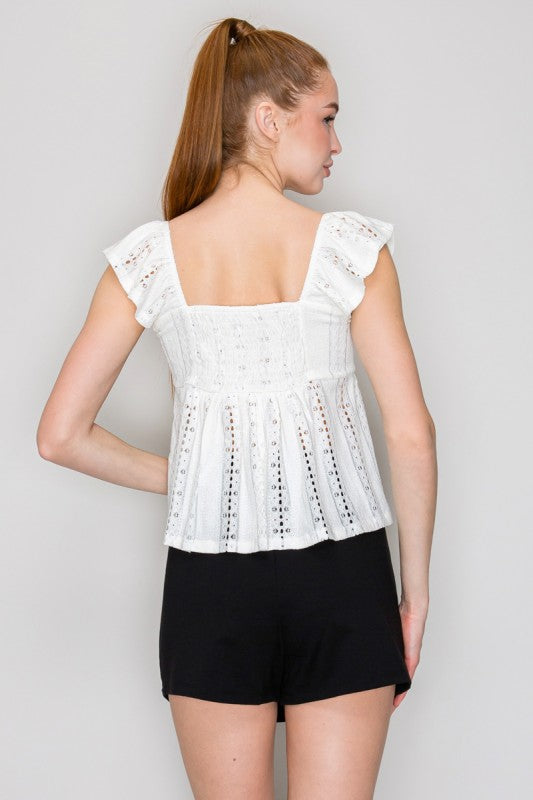 DT 1858 - Eyelet Ruffle Top