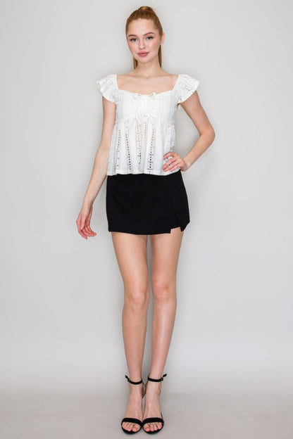 DT 1858 - Eyelet Ruffle Top
