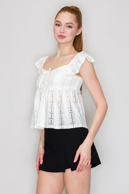 DT 1858 - Eyelet Ruffle Top