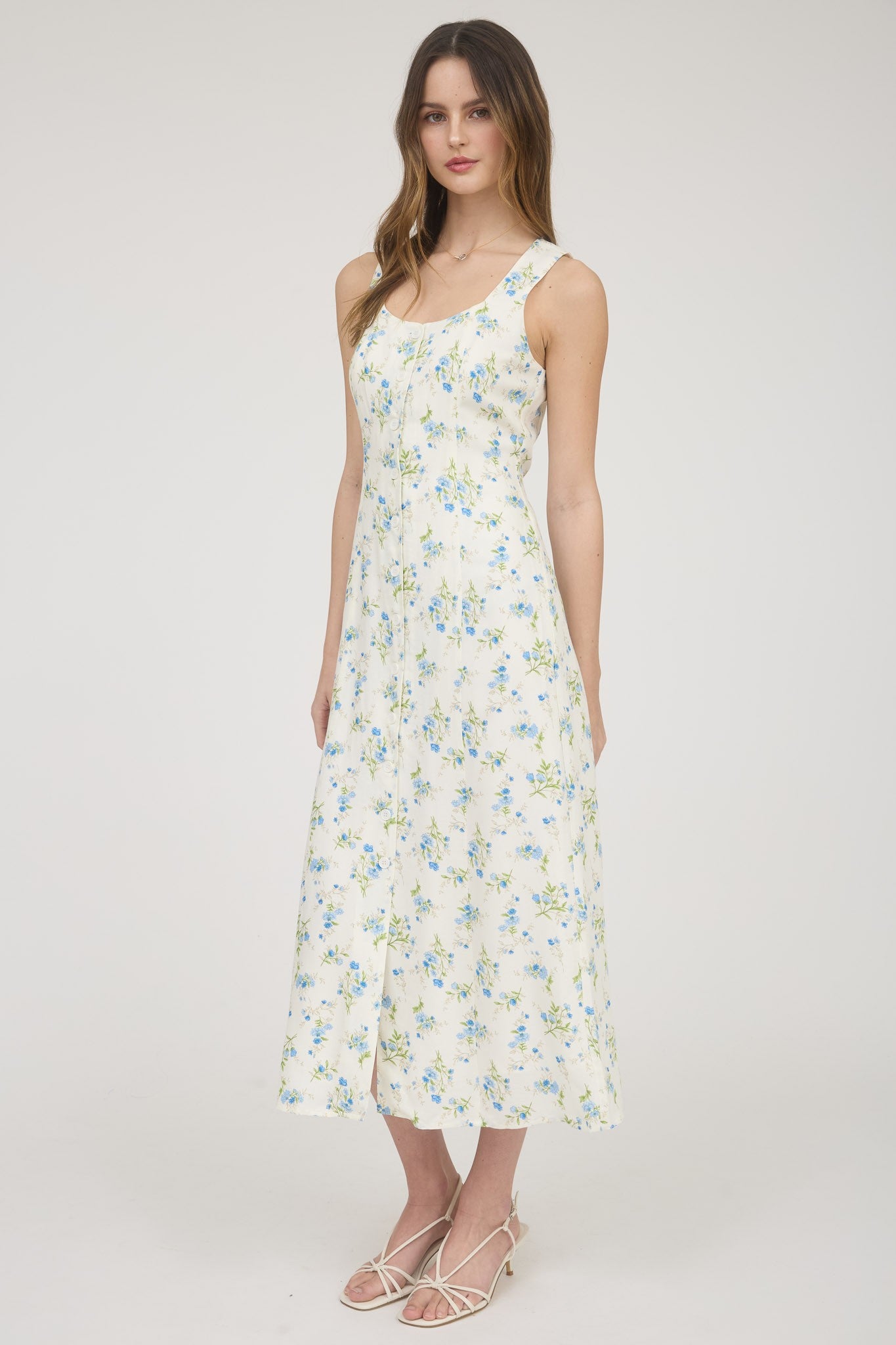 CD 3732 - Floral Sleeveless Shirt Dress