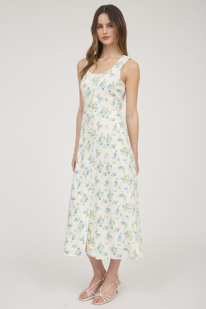 CD 3732 - Floral Sleeveless Shirt Dress